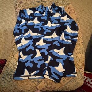 Seed Heritage Blue and White Shark Print Shirt
